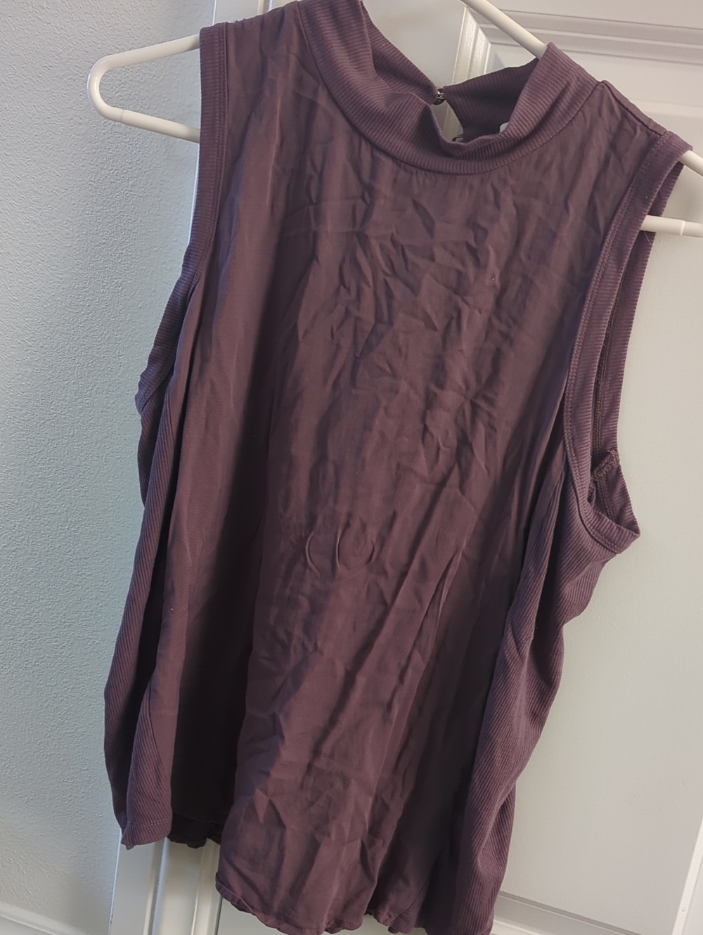 Allison Joy Sleeveless Mock Neck Tank - Plum Mauve